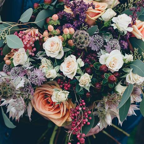A romantic bouquet of country garden flowers