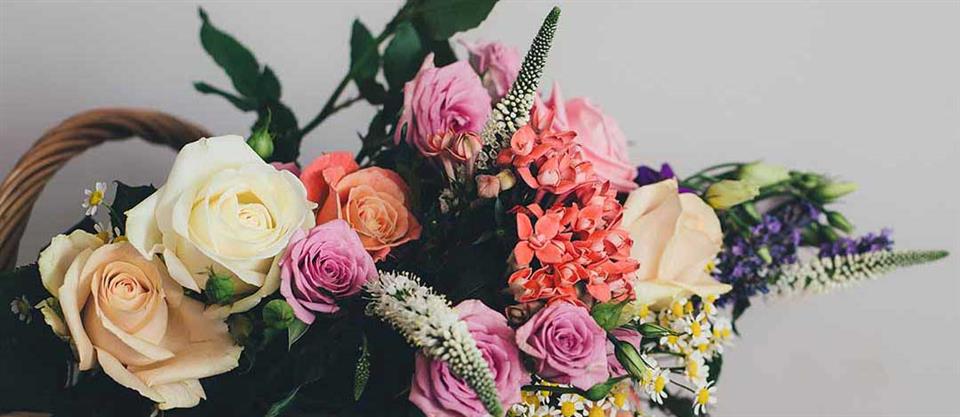 A beautiful basket of country garden flowers