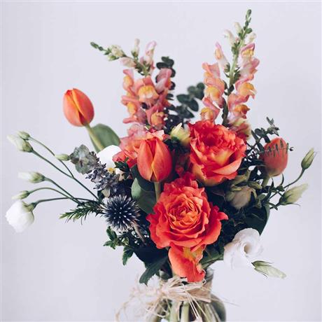 A vase of gorgeous country garden flowers