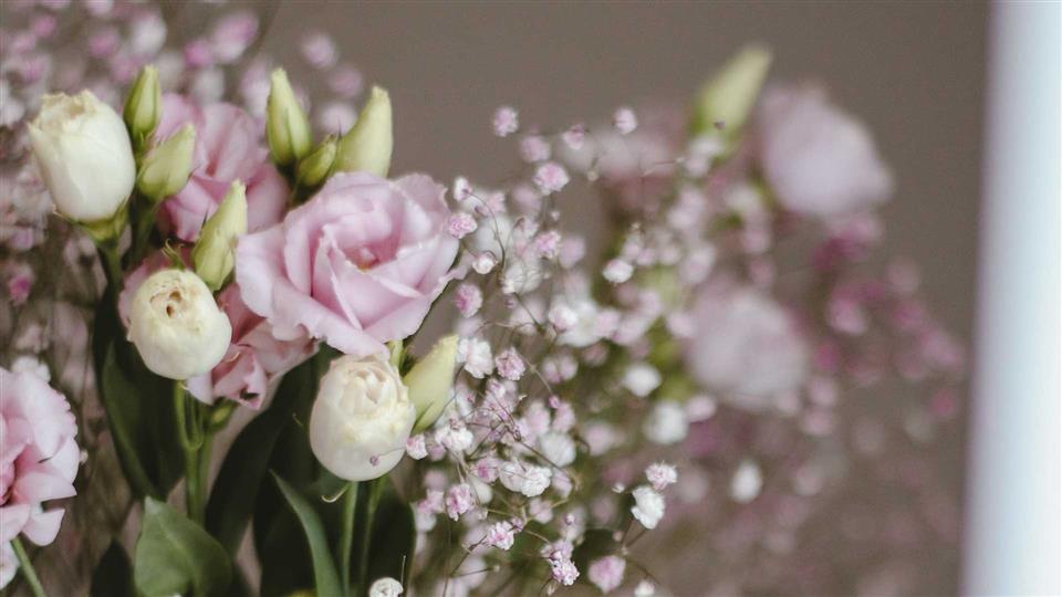 A beautiful pink and white british flowers bouquet