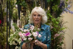 Queen Camilla with a wildflower bouquet
