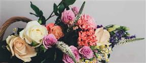 A beautiful basket of country garden flowers