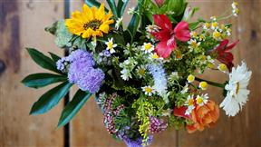 A coulouful british wildflower bouquet